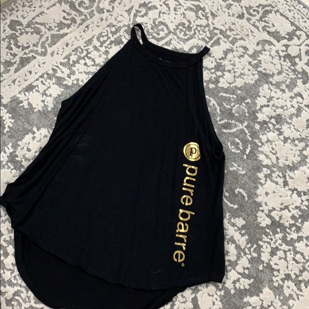 Pure Barre PB black with gold foil tank